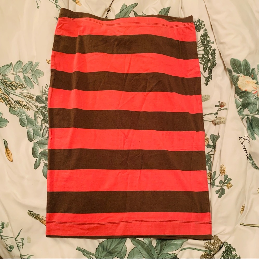 H&M Coral Striped Pencil Skirt